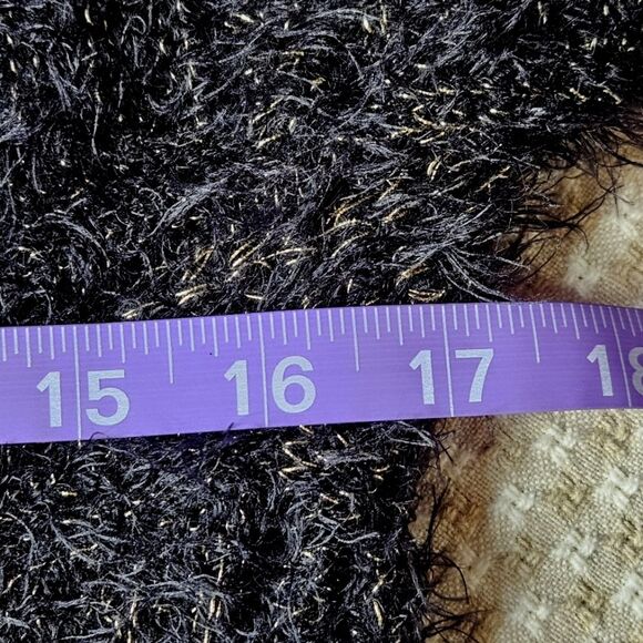 INC International Concepts Black & Gold Eyelash Knit Short Sleeve Knit Sweater - Picture 6 of 7